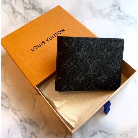 二手 Louis Vuitton LV M62294 Slender 經典花紋雙折短夾.黑 有現貨