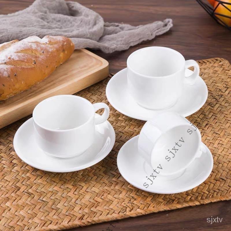 【🔥新品特惠🔥】歐式陶瓷咖啡杯簡約套裝奶純白創意奶茶酒店餐廳通用咖啡杯碟【圖片僅供參考】 ZYCE