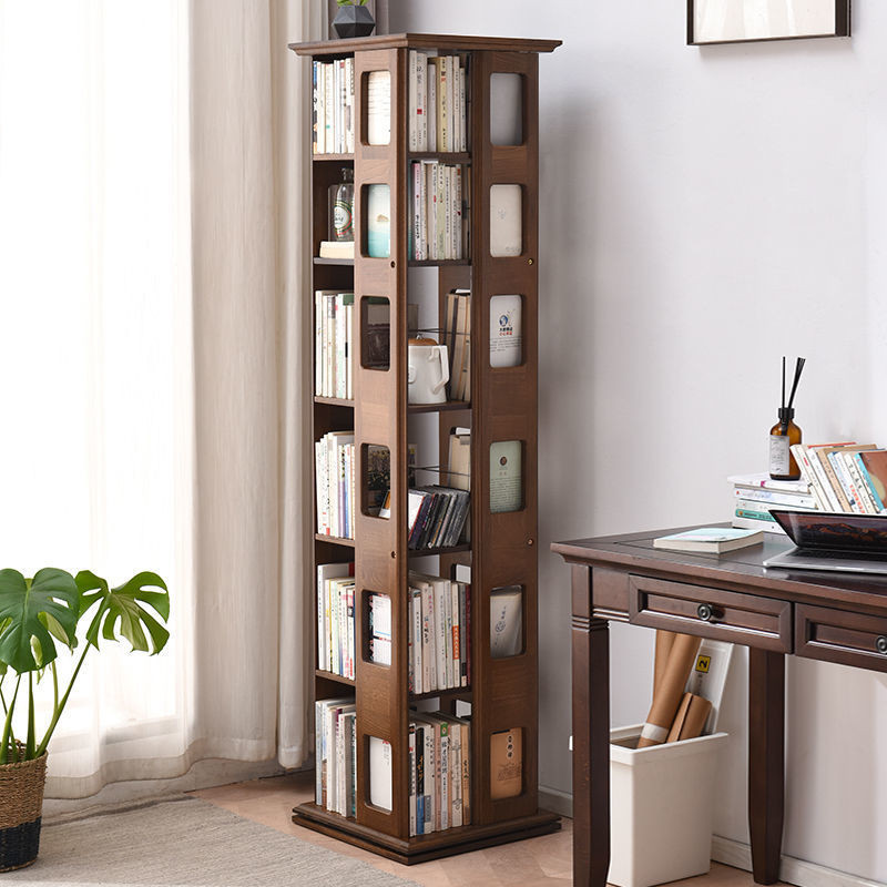 木書架 旋轉書櫃 旋轉書架 落地書架 展示書架 書櫃360度旋轉書架 實木學生置物架 落地傢用層架 展示書櫥