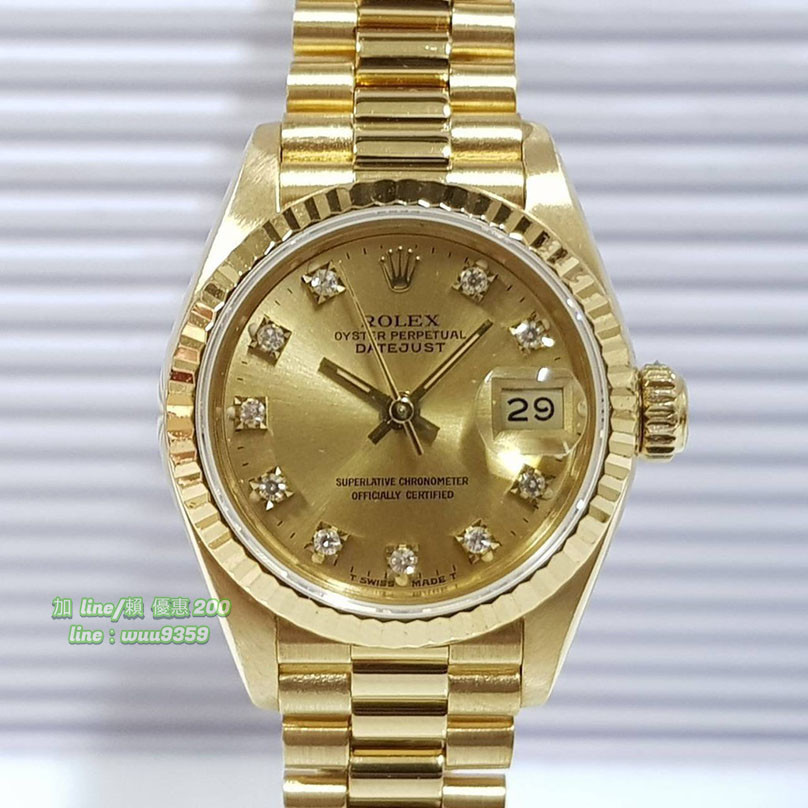 Rolex 勞力士 69178蠔式18K金錶 十鑽金面盤 錶徑26mm 18K金錶殼帶