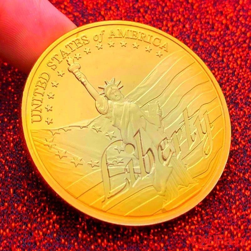 熱銷款美國自由女神鍍銀紀念章 工藝單手把玩創意幣擺件硬幣金幣紀念幣