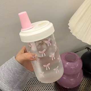 🔥臺灣出貨🔥韓系少女心蝴蝶結水杯珍珠吸管杯 水杯 珍奶杯 大象杯 吸管杯 環保杯 隨行杯 水壺 粗吸管水杯 手搖杯