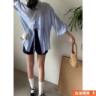 ✅快出✅ 韓國chic 夏季設計感防嗮襯衫上衣女 雪紡襯衫