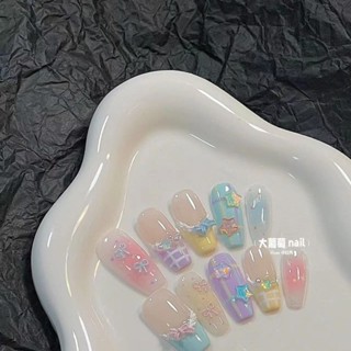 🎀臺灣48H出貨🎀 手工穿戴甲 指甲貼片 美甲貼片 穿戴美甲 夏日少女 貼片 美甲片 蝴蝶結 可愛 新款 穿戴甲 學生
