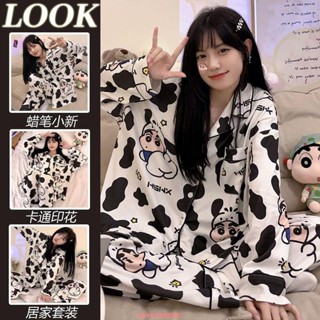 新款熱賣❤ 可愛蠟筆小新睡衣女秋冬季新款ins風網紅甜美少女長袖居家服套裝家居服卡通睡衣