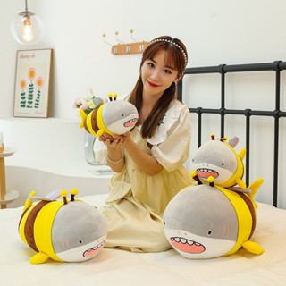 臺灣出貨︱Shark and Bee鯊魚和蜜蜂娃娃 毛絨玩具 公仔鯊bee毛絨抱枕 搞怪蜜蜂鯊魚娃娃抱枕 兒童生日禮物