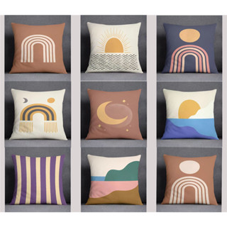 棕色米色紫色幾何枕套 70x70.60x60.50x50.45x45.40x40。抽象裝飾傢居沙發枕套。加厚床上用品扔枕