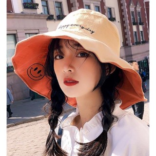Ocean✅戶外笑臉帽子 夏季防曬帽 雙麵漁夫帽 沙灘遮陽帽 漁夫帽 韓版盆帽 大號 顯臉小 防曬漁夫帽 休閒百搭 時尚