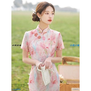 晚晴粉丨年輕款氣質優雅改良長款旗袍2024年春夏季新款淑女範日常 復古 旗袍洋裝 改良旗袍 改良式旗袍F01