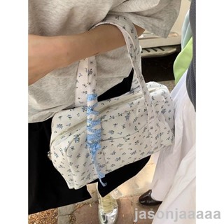 【新品免運】夏天大容量帆布包 女版2024新款包包 韓國時尚碎花斜揹包 百搭通勤腋下包 ins風森系少女蝴蝶結上課大包