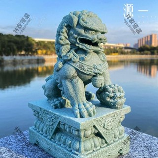🔥林家優選🔥青砂石雕石獅子一對 看門鎮宅獅 青砂石雕麒麟一對 祥瑞神獸 麒麟 石雕裝飾品 精雕石獅子 風水擺件 流水