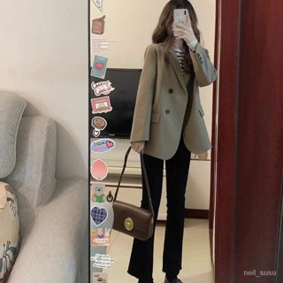【限時特賣】西裝外套 女生外套 西服 薄西裝外套 外套女 小西裝外套女韓版小個子新款春秋休閒黑色西服潮英倫風寬鬆外套