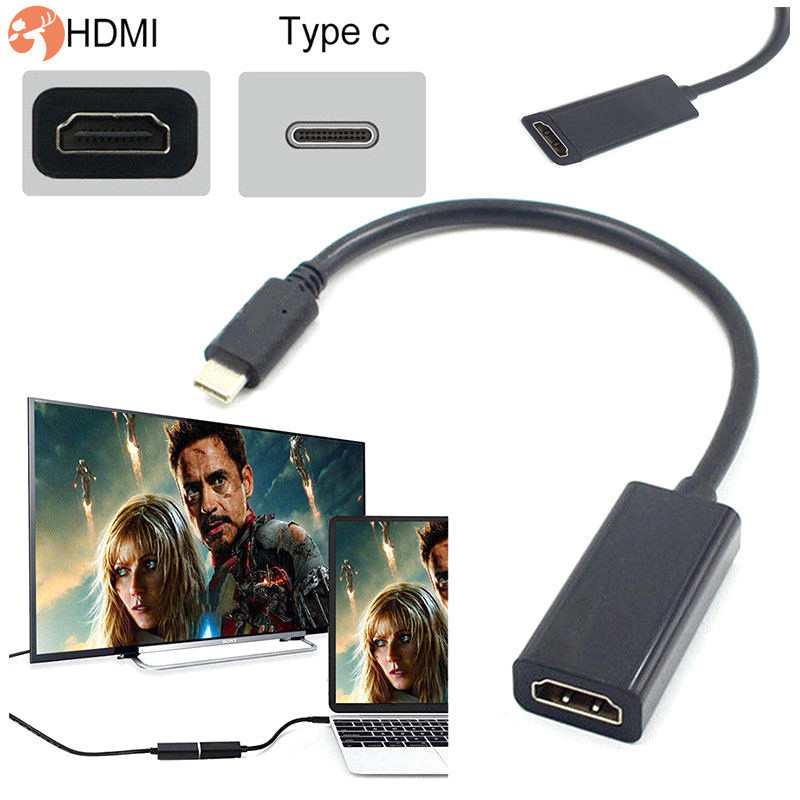 Black USB-C Type-C to HDMI HDTV Adapter Cable For Samsung S9