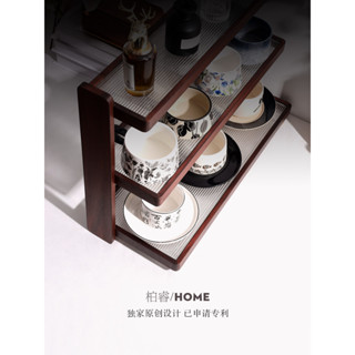 原創梯形實木亞克新品力多層杯架玻璃咖啡杯杯子香水木質展示收納置物架子限定