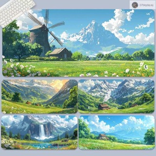 電腦桌墊 滑鼠墊 辦公墊 ins清新治癒滑鼠墊超大號山水風景桌墊宿舍臥室電腦桌鼠標鍵盤墊
