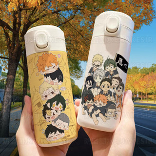 臺灣現/貨✨爆款ins高顏值動漫可愛個性吸管杯 排球少年可愛保溫杯大容量小巧輕便攜帶高顏值杯子不銹鋼水壺