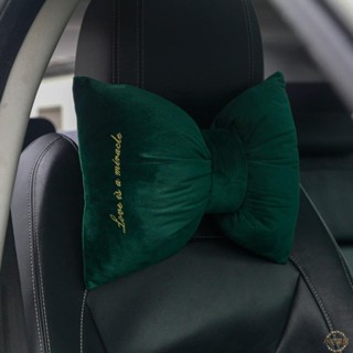 熱賣推薦蝴蝶結車用枕 蝴蝶結絲絨汽車頭枕 枕頭 靠枕座椅腰靠背頭枕套裝車用護頸枕 車枕頸汽車頭枕安全帶護肩套 小宅家居