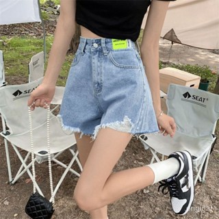 高街牛仔短褲 女a字褲設計感小眾2023新款夏季小個子高腰闊腿短褲