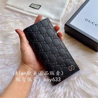 二手現貨 GUCCI Guccissima系列小LOGO牛皮對開長夾 449245 BMJ1N 1000 免運