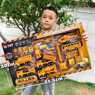 模擬工程車套裝 閤金工程車 慣性工程車 貨車玩具 多功能闆車 運輸車 挖掘機 挖土機 推土機 水泥車玩具 套裝 送禮