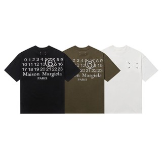 【賢賢百貨店2】MM6馬吉拉刺繡四角標數字母塗鴉印花夏季新款寬松男女情侶短袖T恤