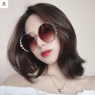 太陽眼鏡 ins網紅個性太陽鏡圓框珍珠街拍墨鏡女韓版潮復古原宿風阻隔紫外線