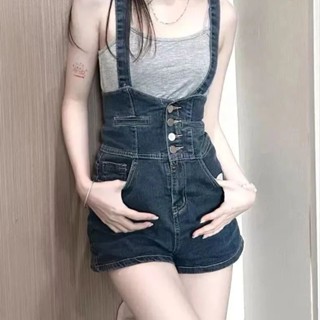 【韓衣館】✨✨甜辣妹牛仔背帶褲女不規則複古高腰百搭設計感直筒顯瘦闊腿短褲子夏季設計感小眾獨特別緻✨✨✨✨