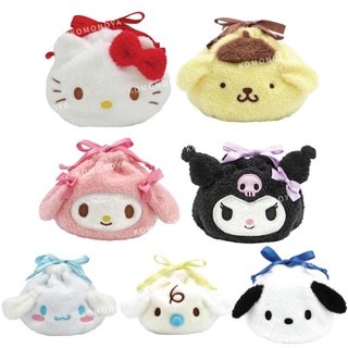 【現貨】小禮堂 Sanrio 三麗鷗 絨毛造型束口袋 (大臉款) Kitty 美樂蒂 酷洛米 布丁狗