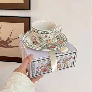 9號倉庫 陶瓷咖啡杯 牛奶杯 法式復古陶瓷咖啡杯禮盒小眾精緻套裝高階杯子高顏值下午茶伴手禮 牛奶杯 茶杯