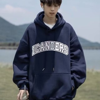 潮流連帽刷毛印花大學T 潮ins寬鬆刷毛款男港風青年連帽上衣 印花秋冬長T 加絨款 情侶裝 帽T（XW630)【壹號站】