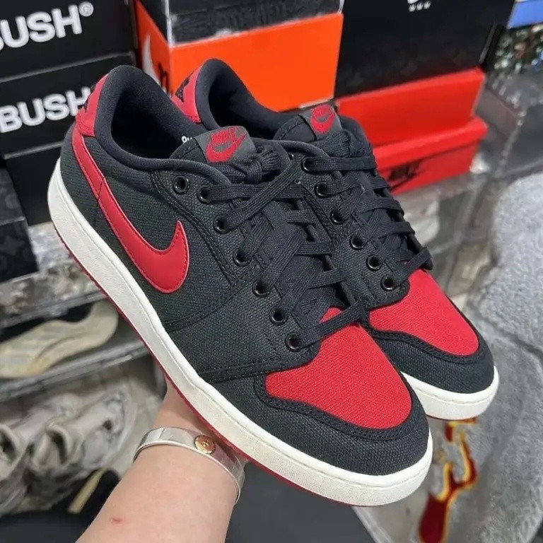 AUR JORDAN 1 KO Low “Bred”帆布 籃球鞋 男鞋 黑紅 DX4981-006