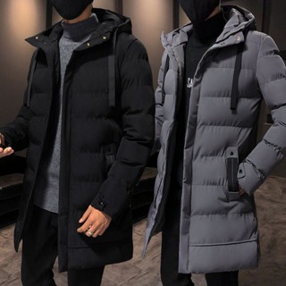 羽絨棉服冬季連帽中長款加厚棉衣男外套休閒潮棉襖上衣 男生外套 防風外套 冬天外套 大尺碼外套 保暖外套 長版外套