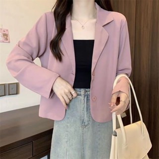 女生休閑西服外套 卡其色小西裝外套女春秋2024年新款韓版百搭高階感小個子短款上衣 韓式小西裝 防曬西服上衣 薄款小外套