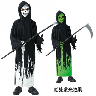 【桃園出貨】cosplay角色扮演服裝黑闇死神鬼衣無臉男cos服兒童萬聖節服裝萬聖節 派對 服飾 裝扮 衣服 恐怖