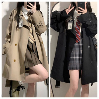 短款風衣女 小個子風衣 秋冬大衣外套 英倫風卡其色風衣 有內裡 韓係風格穿搭春秋外套 女 女風衣外套 風衣大衣女西裝領