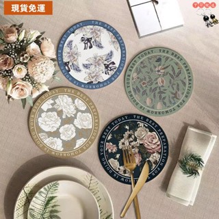 免運⏳限時特賣⏳圓形隔熱墊 美式復古餐桌墊 防水防油隔熱墊 精緻輕奢餐墊美式輕奢風餐桌隔熱墊圓形小餐墊免洗防滑吸水碗墊盤