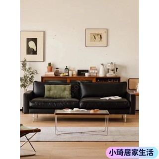 【熱銷】北歐科技皮沙發簡約現代小戶型客廳意式黑色複古直排雙人三人沙發XQJX