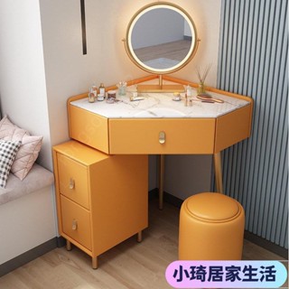 【熱銷】輕奢轉角梳妝臺床頭收納櫃一體三角臥室現代簡約小戶型拐角化妝桌XQJX