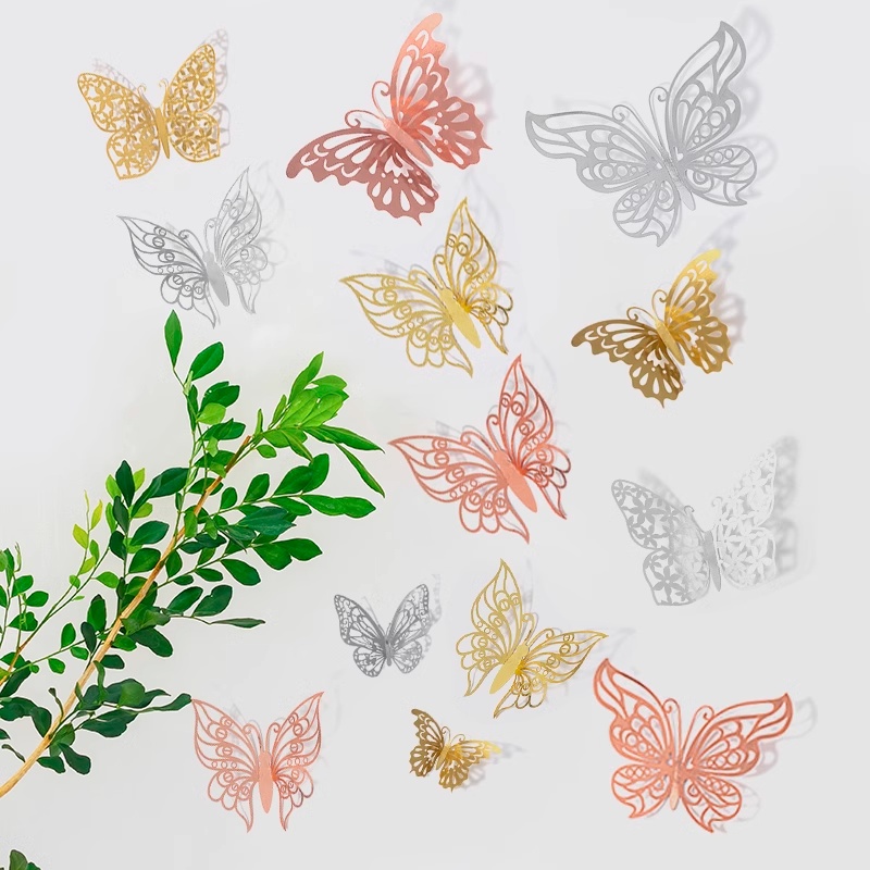 爆款鏤空仿真蝴蝶 裝飾壁貼 窗貼 客廳臥室墻上佈置 3d立體貼紙 簡約冰箱創意貼