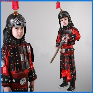🔥免運🔥古裝漢服演出 兒童古代將軍盔甲 兒童表演服 古代士兵服 嶽飛滿江紅表演服 幼稚園演出服 嶽飛服 cosplay服