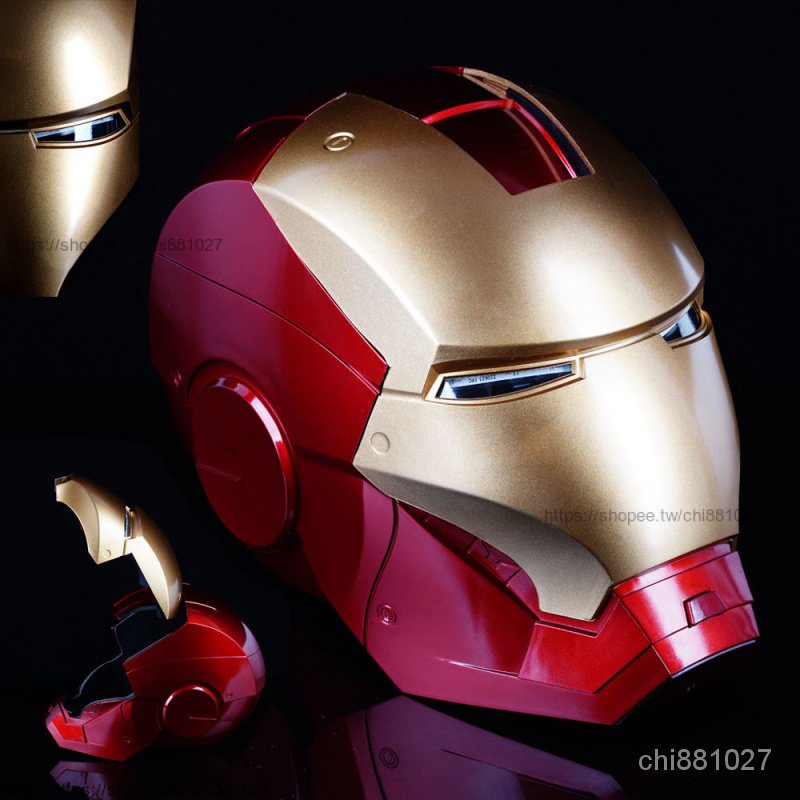 鋼鐵俠頭盔MK7 1:1 麵具可打開可髮光兒童禮物模型cosplay道具