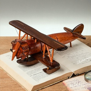 嚴選好物 複古木質滑翔機老式飛機模型桌麵擺件裝飾品做舊工藝品戰鬥機禮物 3A85