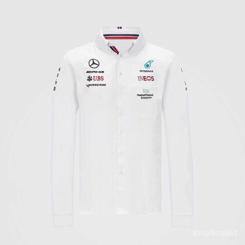 【熱銷】f1賽車服21梅賽德斯奔馳車隊長袖襯衫衣春秋新款男工作服定製AMG 賽車服 外套