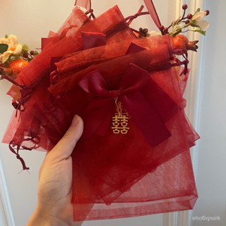 🔥臺灣發貨🔥100個糖果袋結婚喜糖袋瓜子糖袋子結婚喜袋蝴蝶結酒紅袋子🔥熱賣🔥