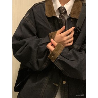 【優選好物】2023新款美式複古高街做拚接牛仔外套女春季新款情侶裝夾剋上衣潮 LGHS