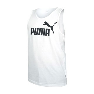 PUMA 男Logo休閒背心(歐規 無袖上衣 純棉 慢跑「58667002」 白黑