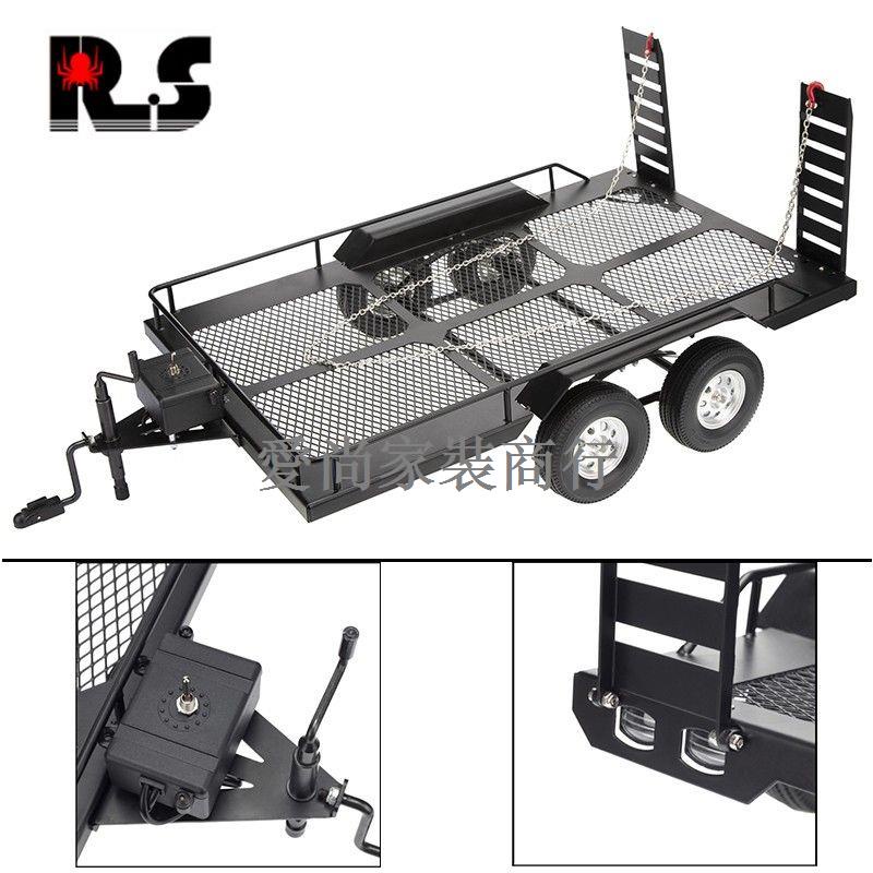 ☃TRX4 KM2 D90 SCX10 易控1/10雙軸金屬拖車 攀爬車通用平板大拖車