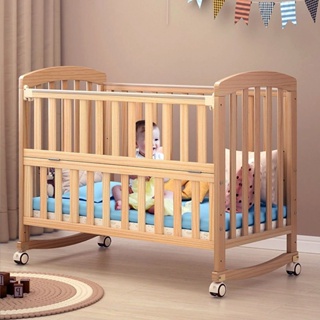 多功能實木嬰兒床可變書桌搖籃床新生兒拼接大床可移動寶寶床bb床