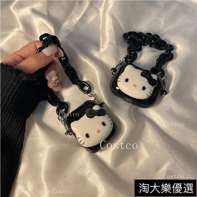 💯台灣出貨💯黑kitty手鍊Airpods2/3代耳機套pro蘋果藍牙無線耳機保護套軟可愛jghty J51m