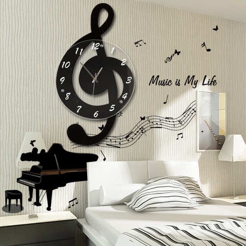音符創意掛鐘 現代客廳鐘錶 簡約藝術掛錶靜音裝飾時鐘個性時尚鍾